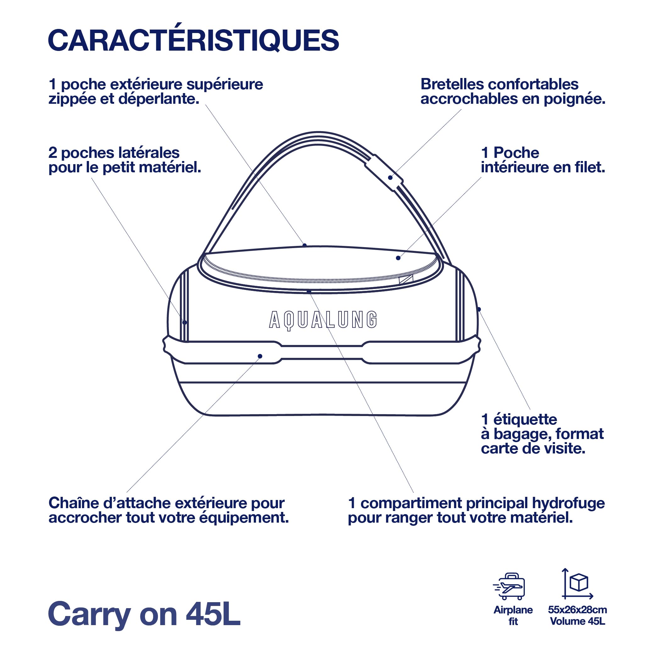 Aqualung Explorer - Borsa impermeabile da viaggio per immersioni da 45L a 120L, con scomparti interni, manico telescopico e ruote robuste, ideale per le tue avventure sottomarine
