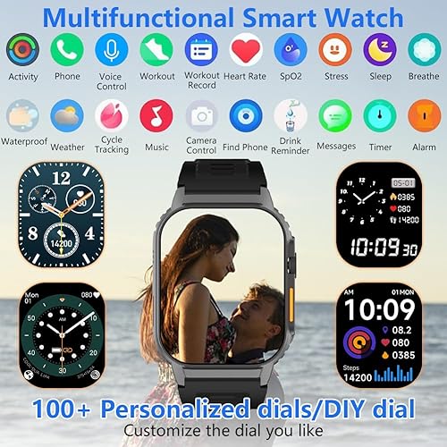 Miniatura 6 de Reloj inteligente para hombres y mujeres, llamada Bluetooth, reloj inteligente de 2 pulgadas, monitor de frecuencia cardíaca, SpO2BPsueño,