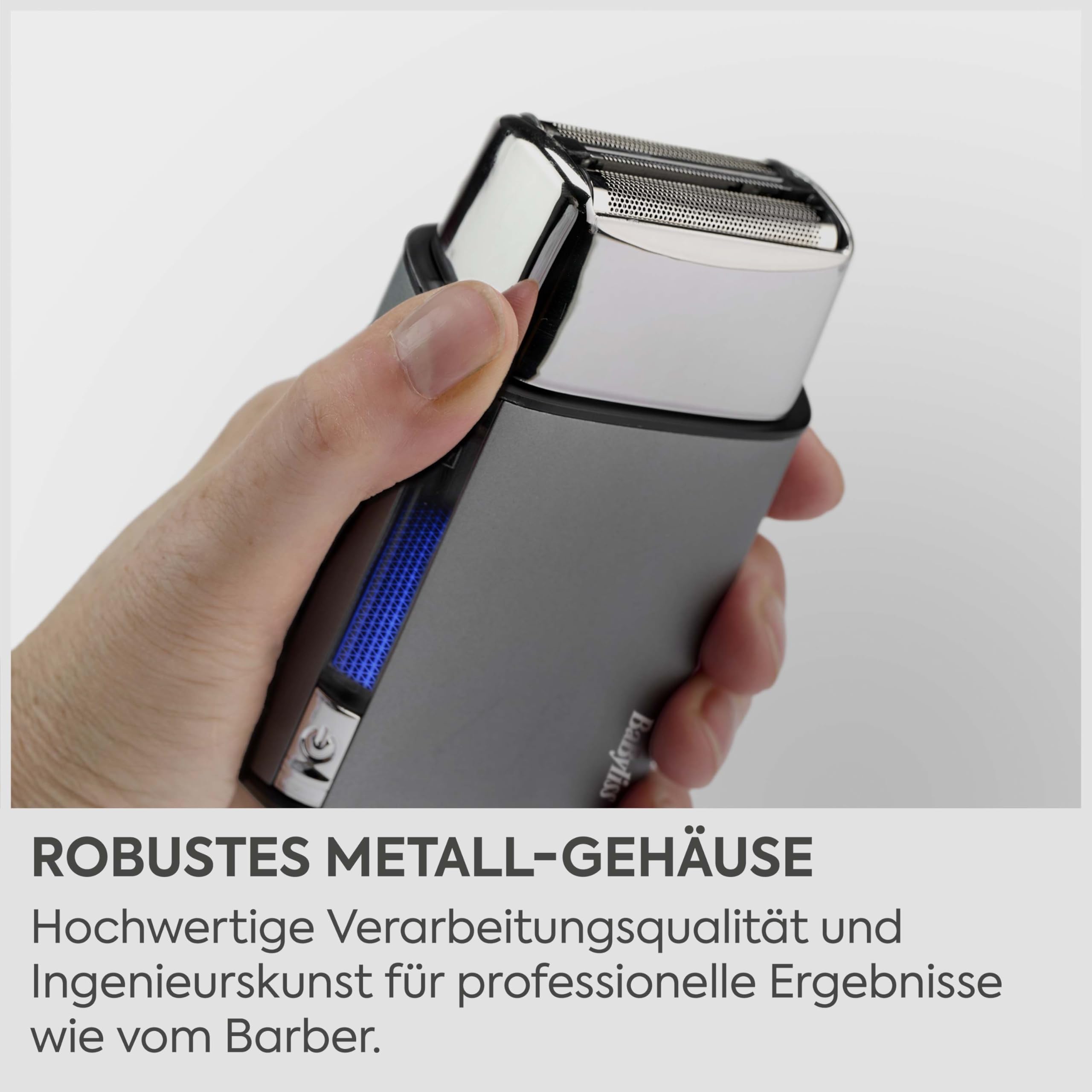 BaByliss Super‑X Doppelfolienrasierer für Herren – Ultraglattes Finish, doppelte Japanstahl‑Folien, kabellos mit Lithium‑Ionen‑Akku, Wet & Dry IPX7, USB‑C, FS996DE