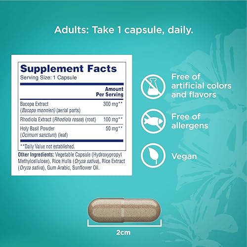 Miniatura 5 de ONE A DAY Suplemento cognitivo - Suplemento cerebral para apoyar el rendimiento cognitivo para hombres y mujeres con bacopa, rodiola y albahaca