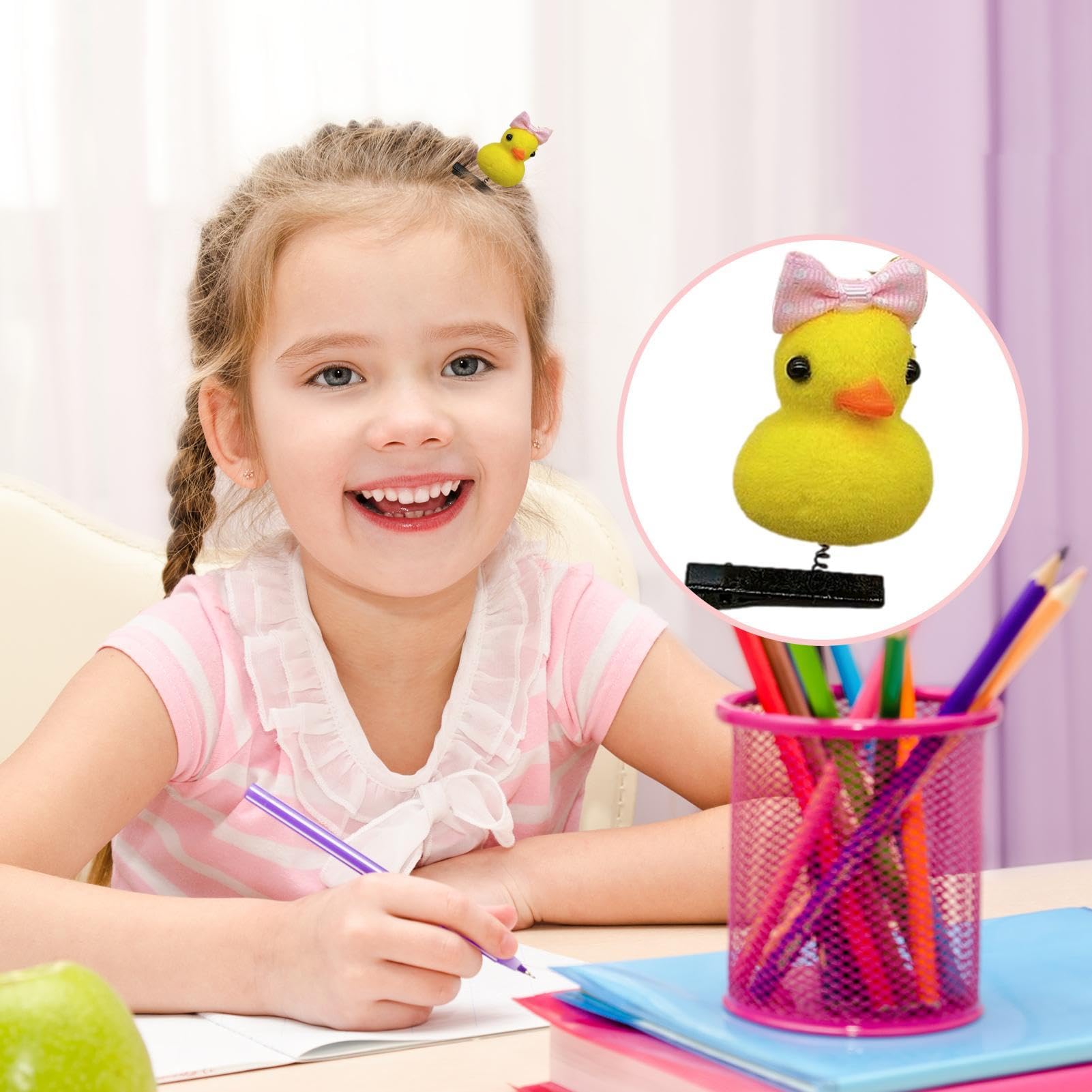 30 Pcs Yellow Duck Hair Clips Cartoon Animal Hairpins Gift for Women Cartoon Plush Duck Hair Clip Set - 10 Soft Yellow Hair Pins  main image 3