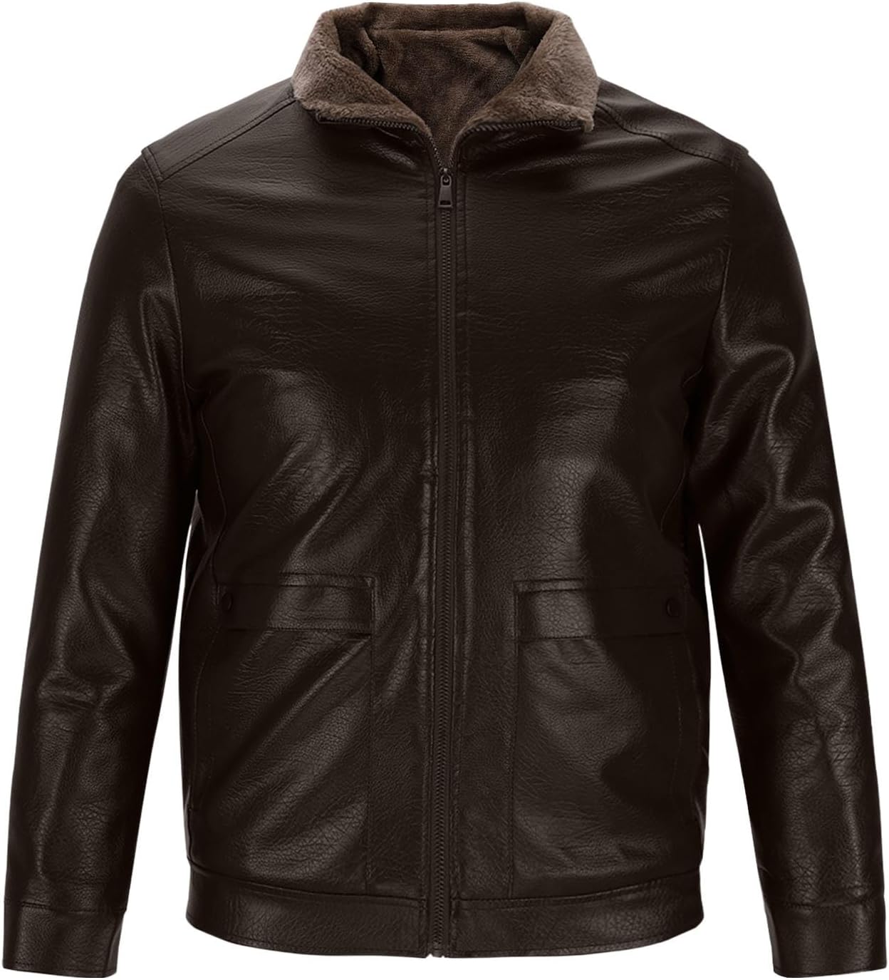 Men's Sherpa Fur Jacket Warm Winter Faux Shearling Bomber Coat Men Thickened Lapel Biker Motorcycle Leather Outwear