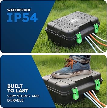 Desiretech Weatherproof Outdoor Electric Box – IP54 Rated, Heavy-Duty Power Supply for Garden Tools, DIY, and Outdoor Lighting
