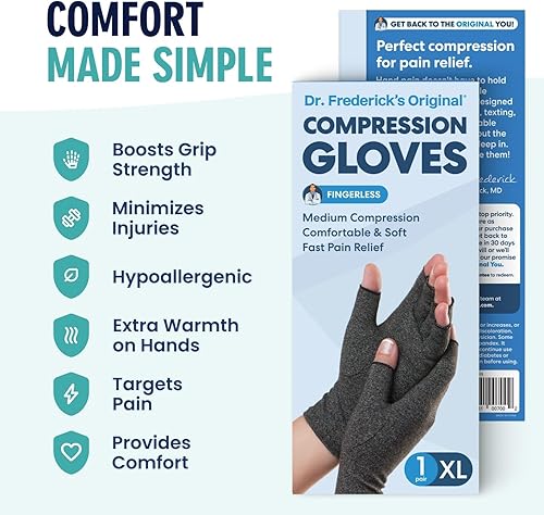 Miniatura 19 de Dr. Frederick's Original Grippy - Guantes de artritis para mujeres y hombres, guantes de compresión antideslizantes para aliviar el dolor
