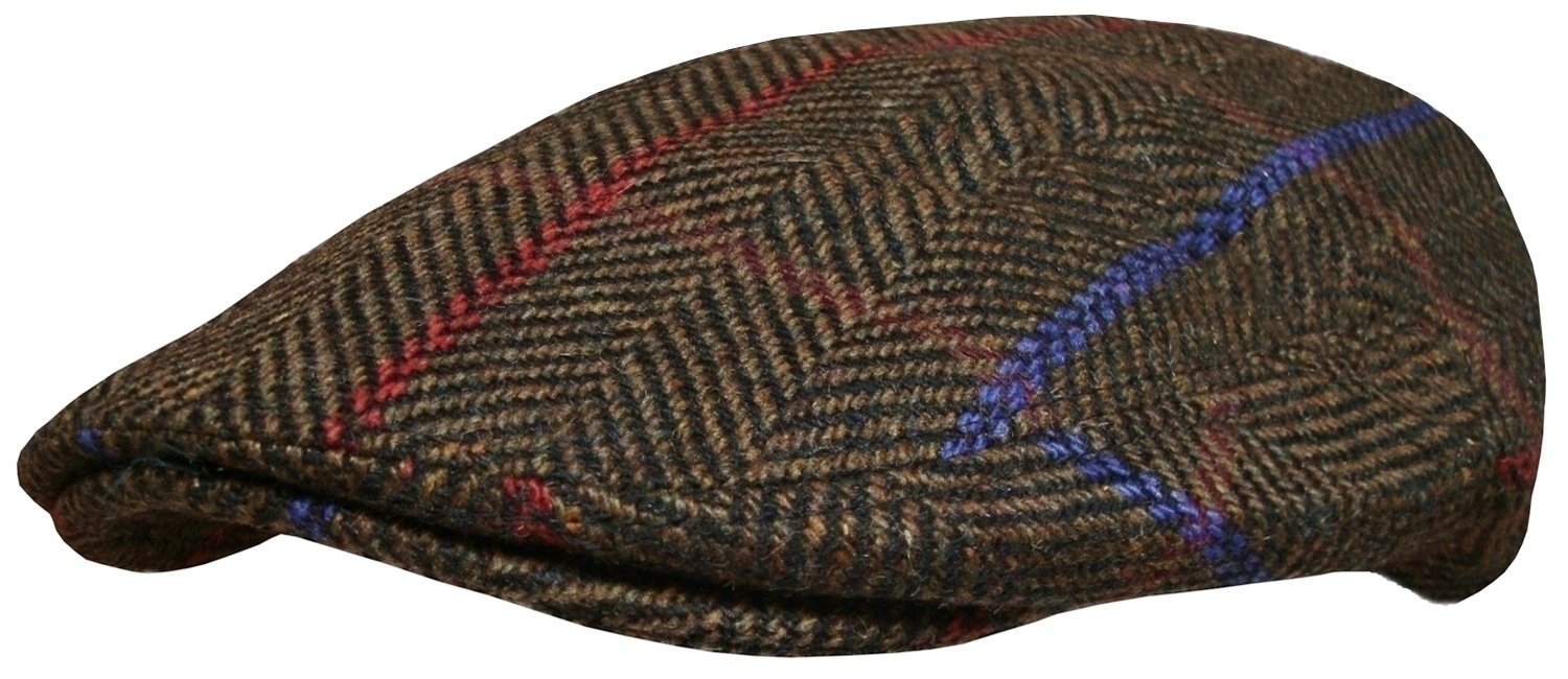 Great Horse Men's Brown Or Boys Striped Check Flat Cap Newsboy Hat Country Style Gatsby Cabbie Hat (57 Cm, )