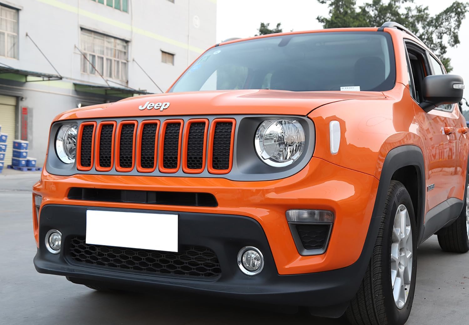 7pcs Front Grill Mesh Inserts Cover Grille Guard Trim for Jeep Renegade 2019 2020 2021 2022 2023 2024 Exterior Accessories (Orange)