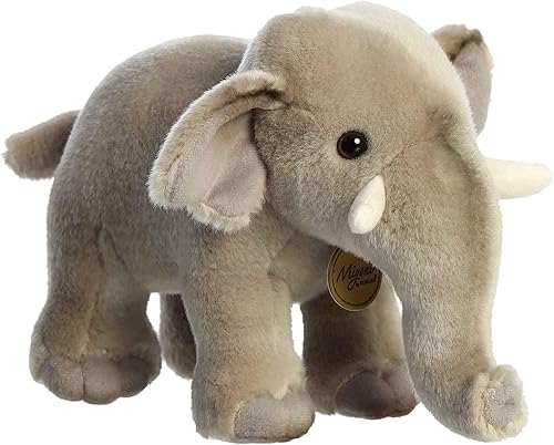 Aurora® Adorable elefante asiático de peluche Miyoni®, detalle realista, compañía entrañable, gris, 9.5 pulgadas