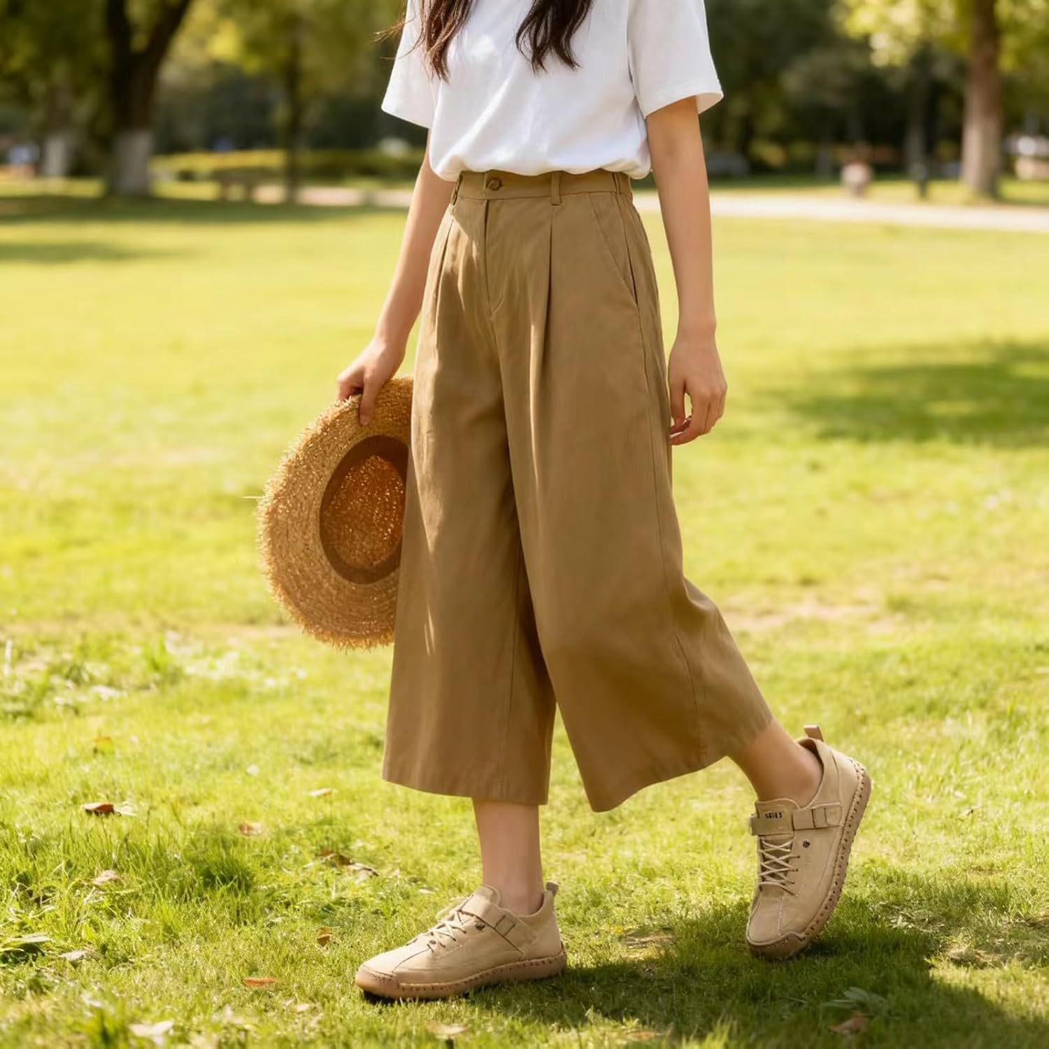 Women's Hand Stitching Chukka Ankle Boots Casual Elastic Lace Up Slip-On Walking Shoes Retro Suede Lightweight Outdoor Sports Sneakers for Hiking Trailing Driving - Image 9