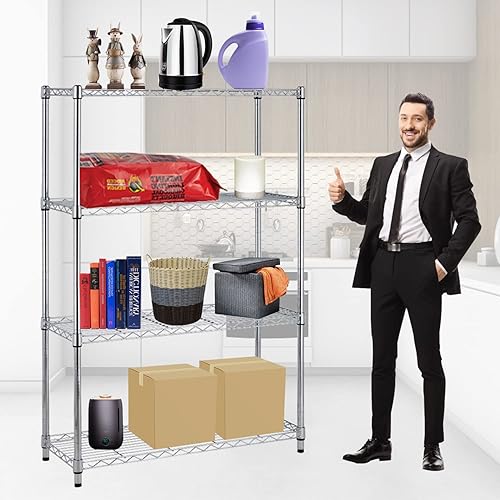 Vista 160 de Estantería de almacenamiento de 6 niveles, estantería de alambre, 48 pulgadas de largo x 18 pulgadas de ancho x 72 pulgadas de alto, estante Negro