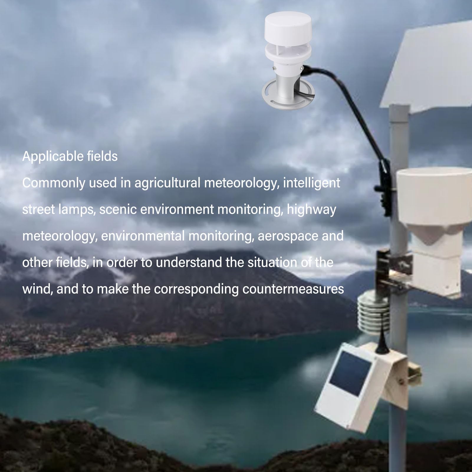 Acouto Sensor de Entorno Meteorológico, 5 en 1 RS485 para Monitoreo de Presión de Humedad, Temperatura y Velocidad del Viento para Agricultura e Industria