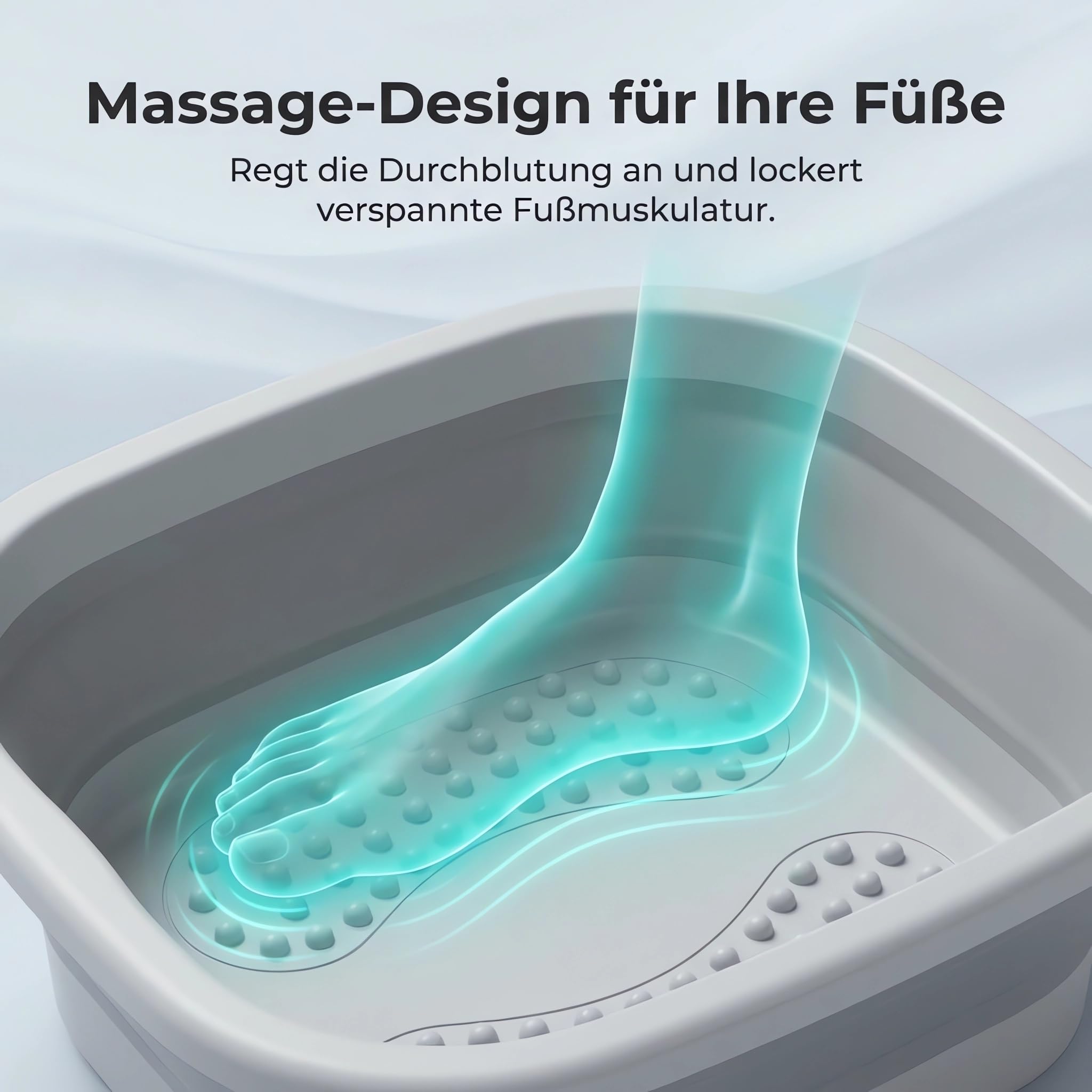 König Design faltbare Fußbadewanne mit Massagefläche, platzsparend & temperaturbeständig, 21 Liter – Grau