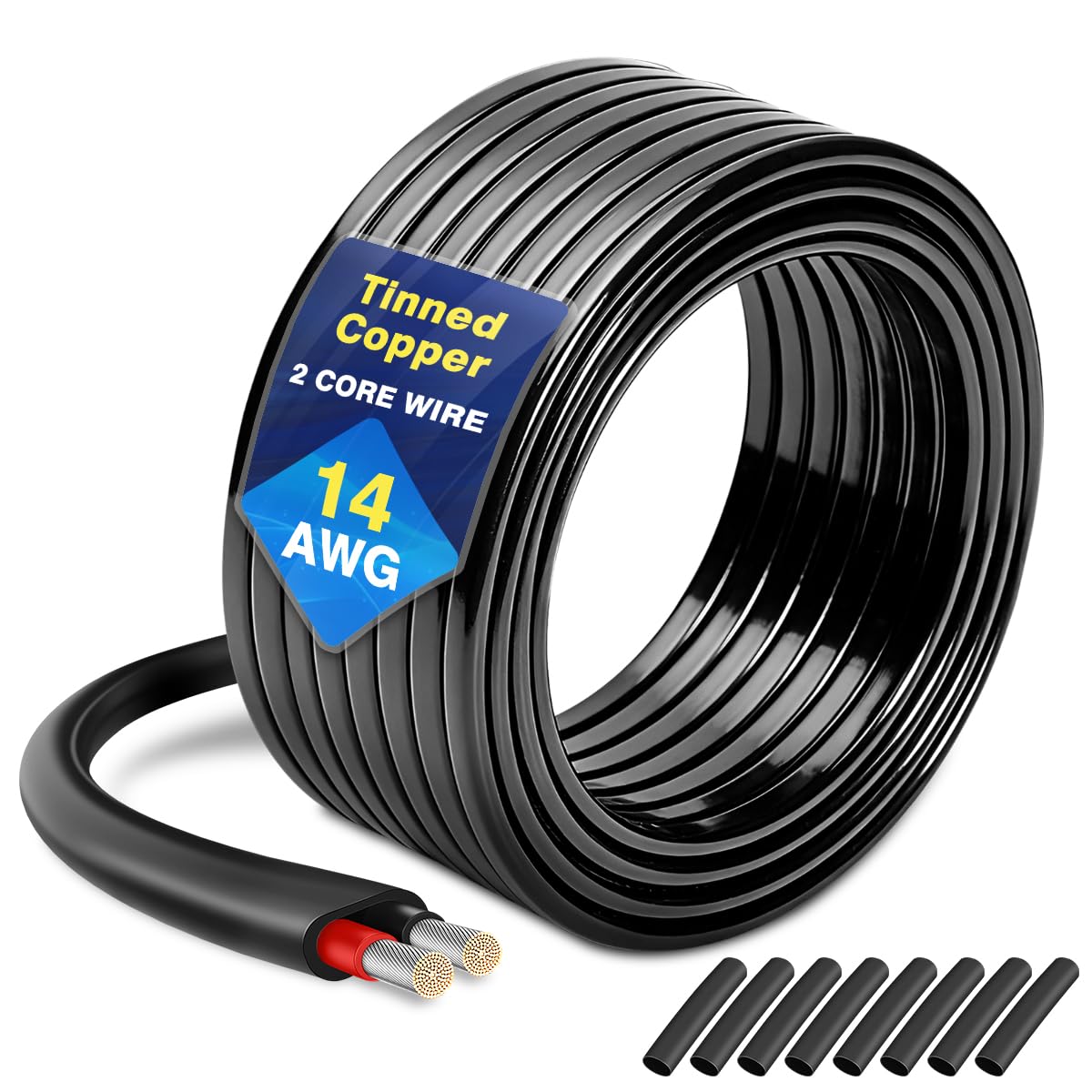 Fil électrique en cuivre étamé sans oxygène 14 AWG 8 m pour installation automobile et marine