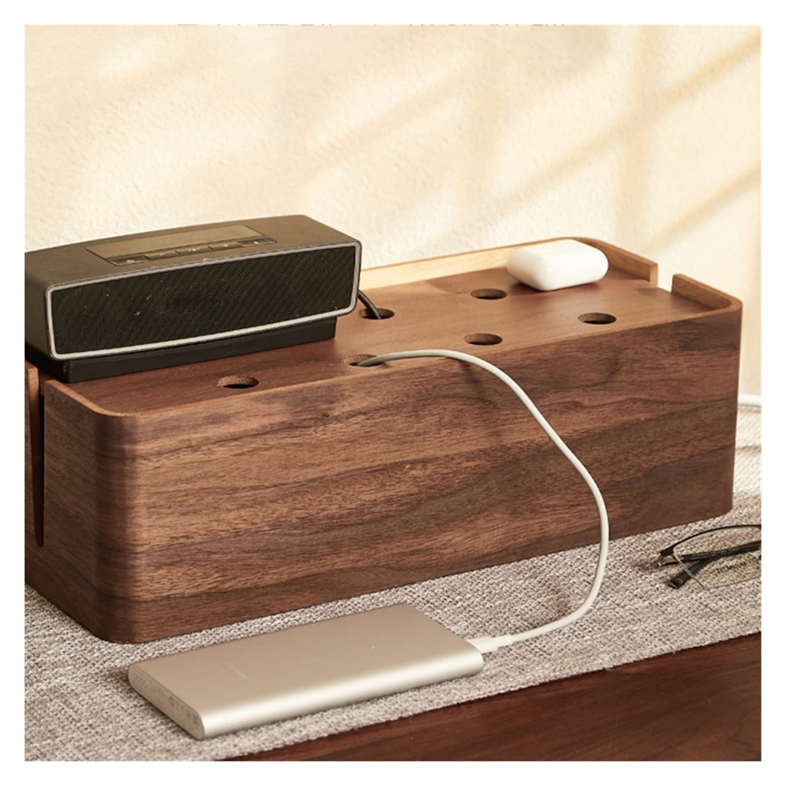 Caja para gestión de cables Caja de almacenamiento de tablero enchufable de enchufe, artefacto de almacenamiento de alambre, caja de línea de acabado de escritorio, caja de colección de línea de alime