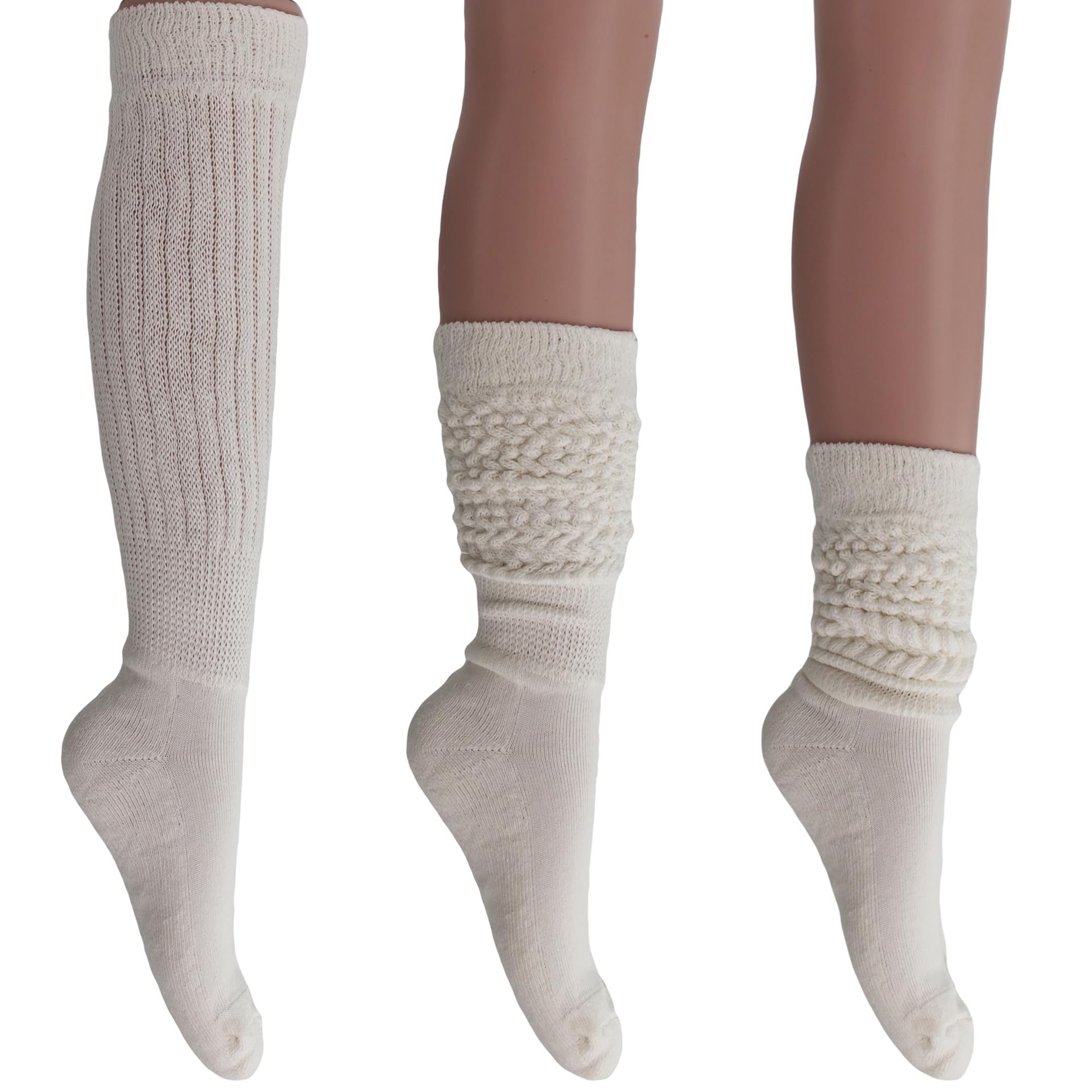 AWS/American Made Slouch Socks Cotton Scrunch Knee High Extra Long and Heavy Socks