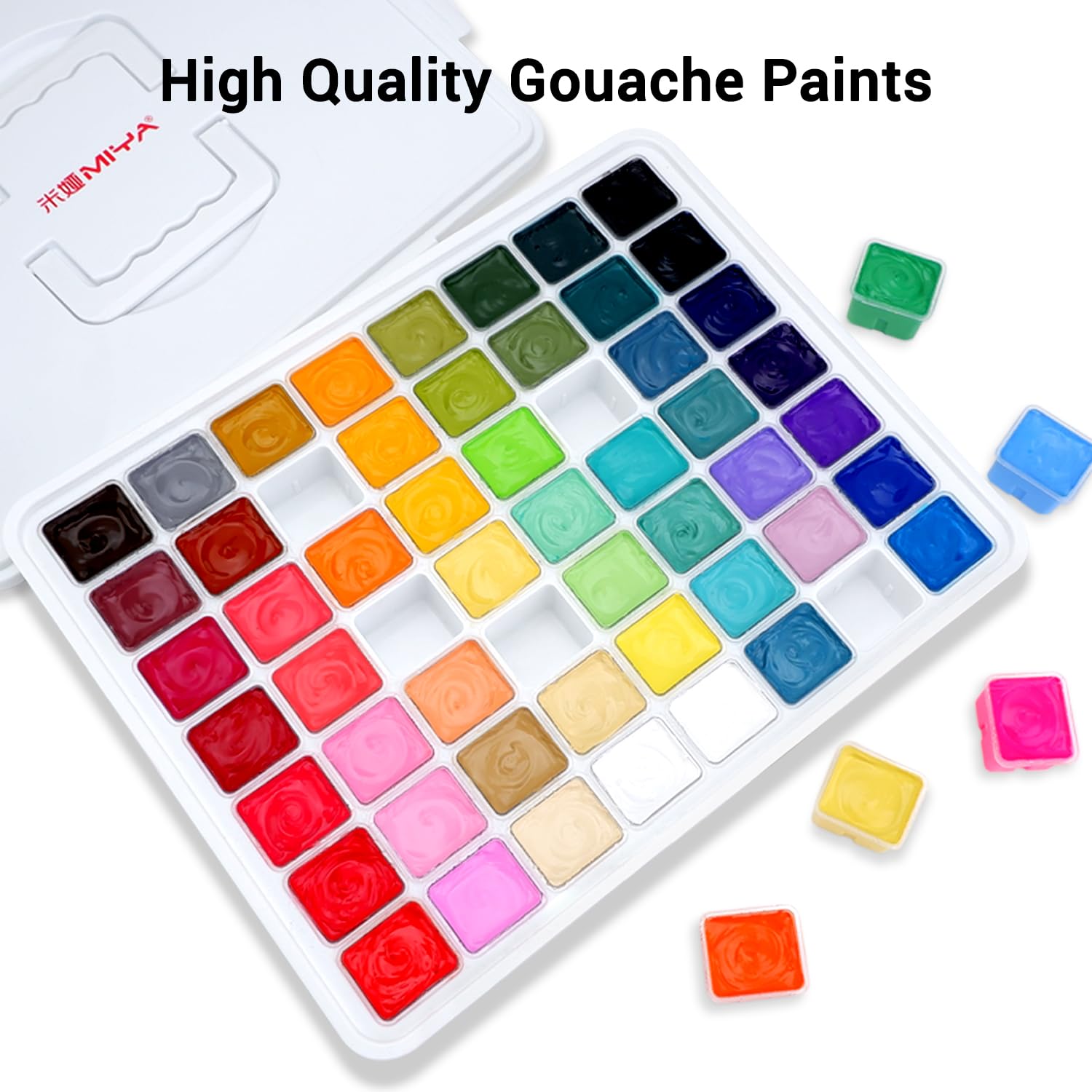 HIMI Gouache Paint Set, 56 Colors x 30 ml Jelly Cup Design in a Carrying Case, Non Toxic Gouache Paint for Canvas and Paper, Perfect for Artists, Students, and Beginners - Image 5