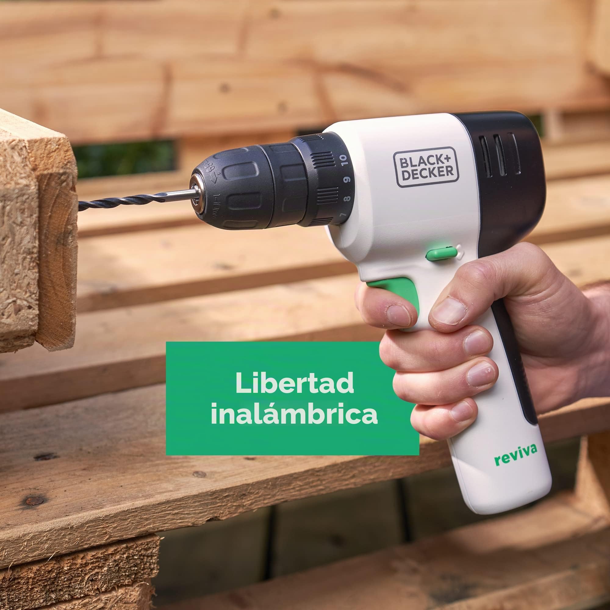 BLACK+DECKER REVIVA REVDD12A80-QW - Taladro atornillador 12V, Velocidad variable, 80 accesorios