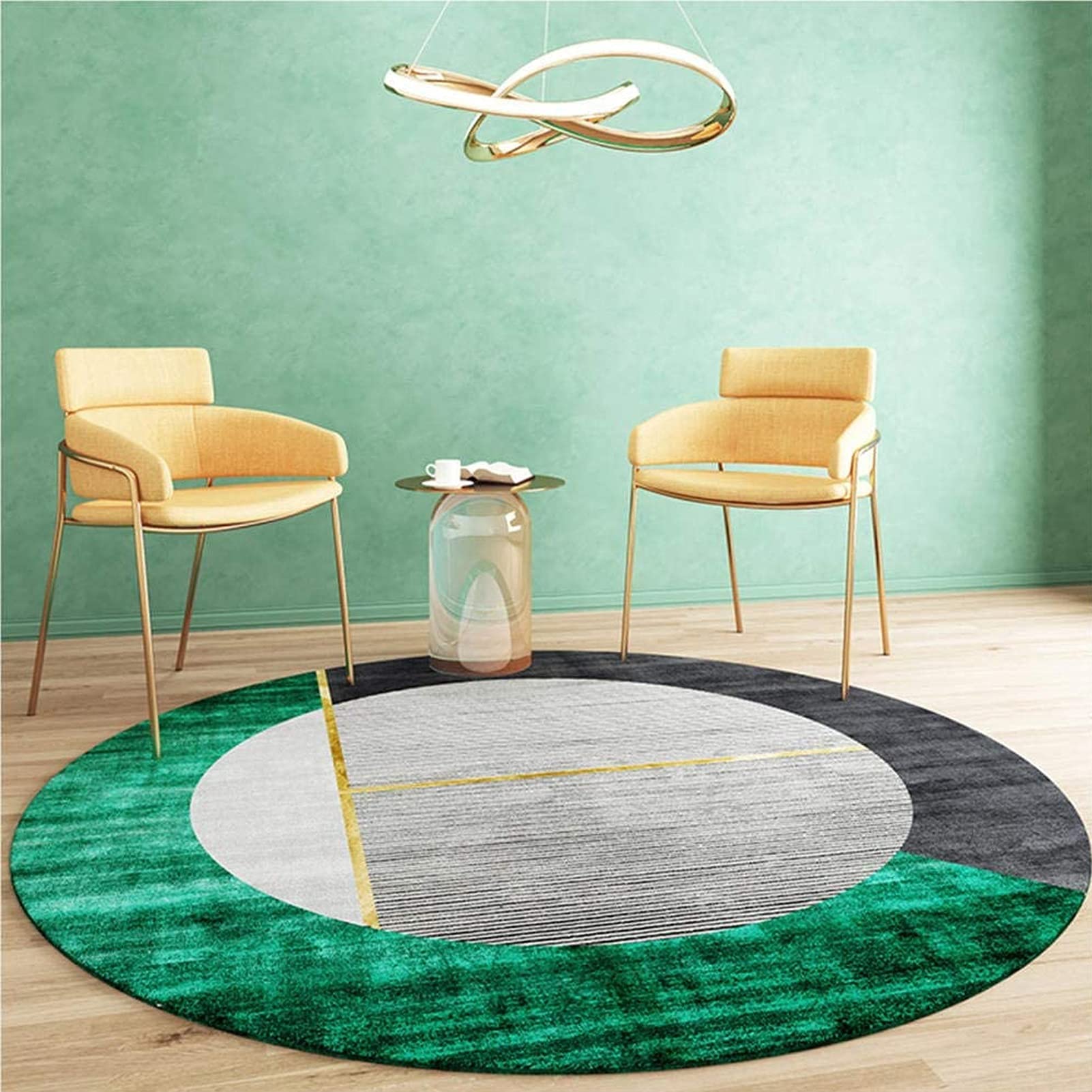 Tapis ronds grand format vert DKSNAJ pour grands tapis chambre cuisine et salon de passage