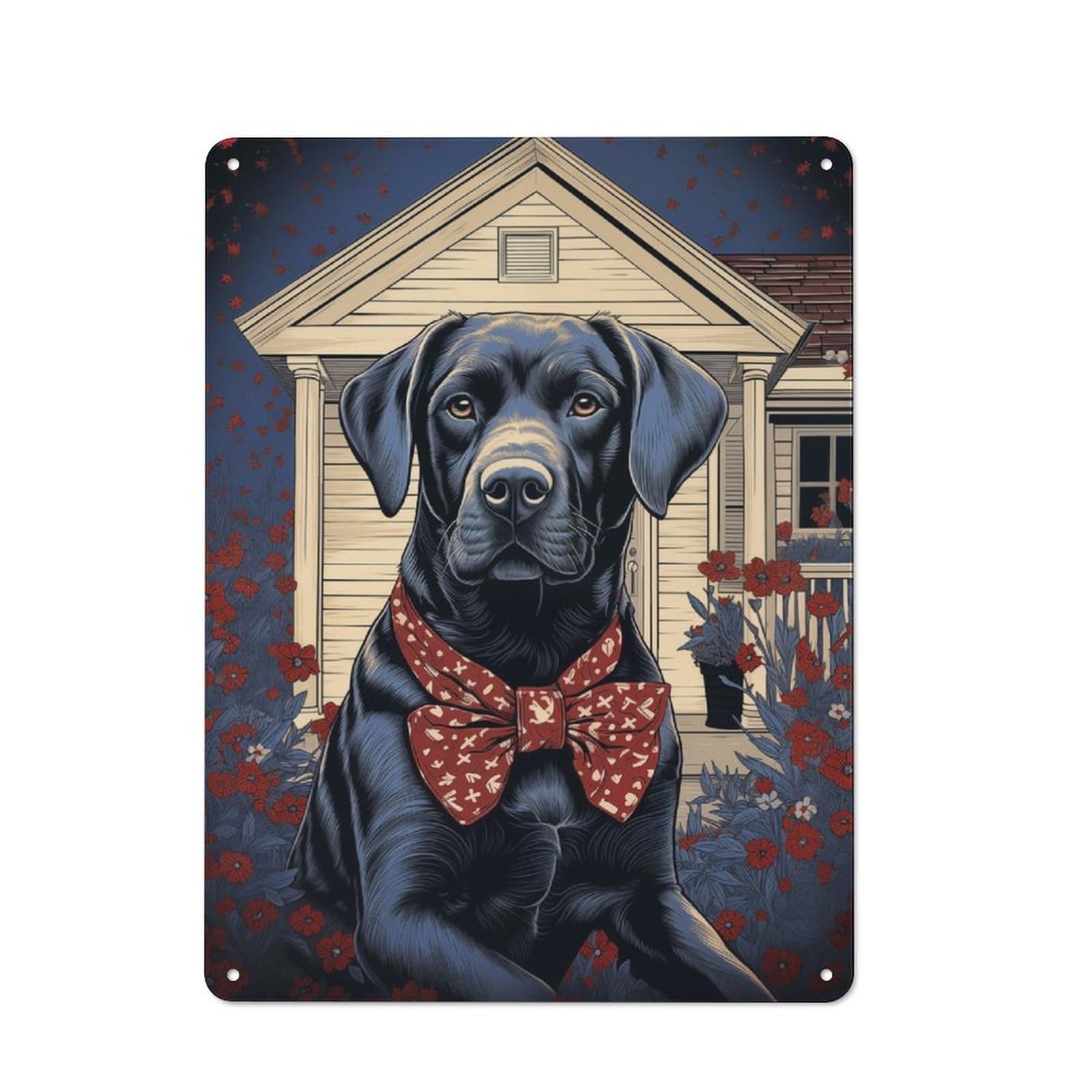 Junmoney Black Labrador Tin Wall Plaque 40X30cm With For Pub Or Café, For Collectors Of Retro Metal Wall Decor
