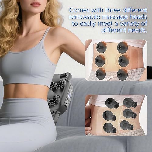 Miniatura 7 de Pistola de masaje de seis cabezas, 50 niveles de intensidad y 9 modos de masaje, equipada con 3 cabezales de masaje diferentes, pistola de masaje