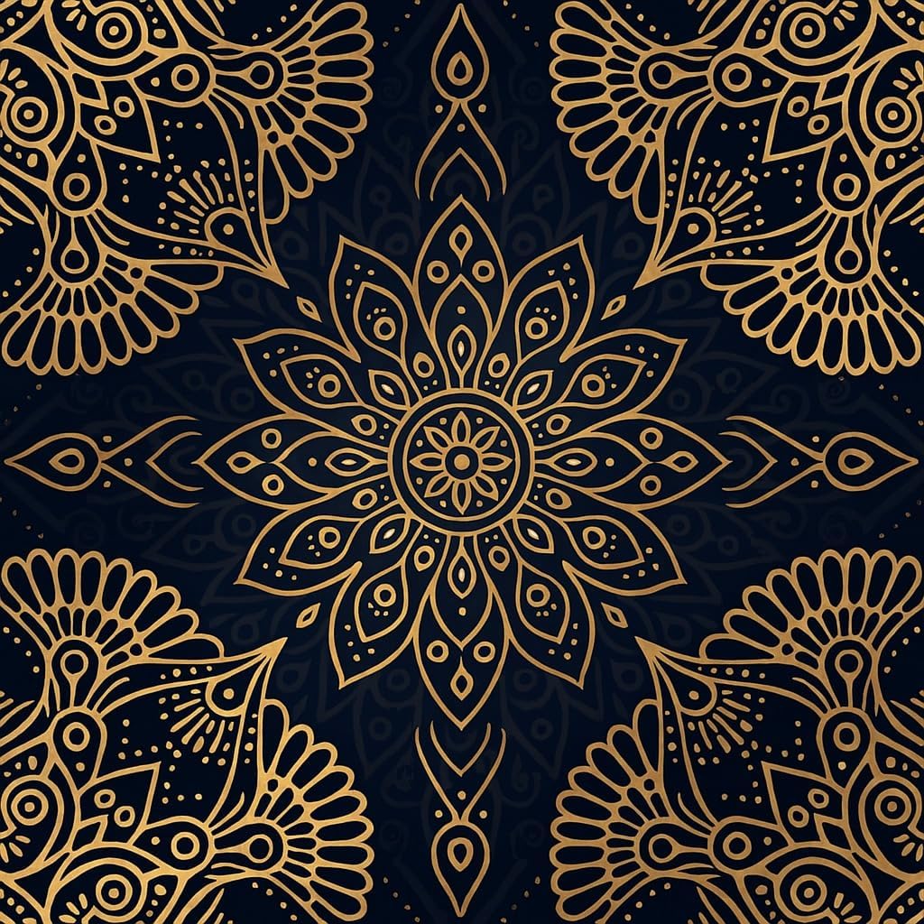 10pcs Peel and Stick Floor Tile 12x12 Black and Gold Mandala Pattern Self Adhesive Vinyl Flooring Stick On Tiles for Kitchen Bathroom Bedroom Living Room DIY Home Decor