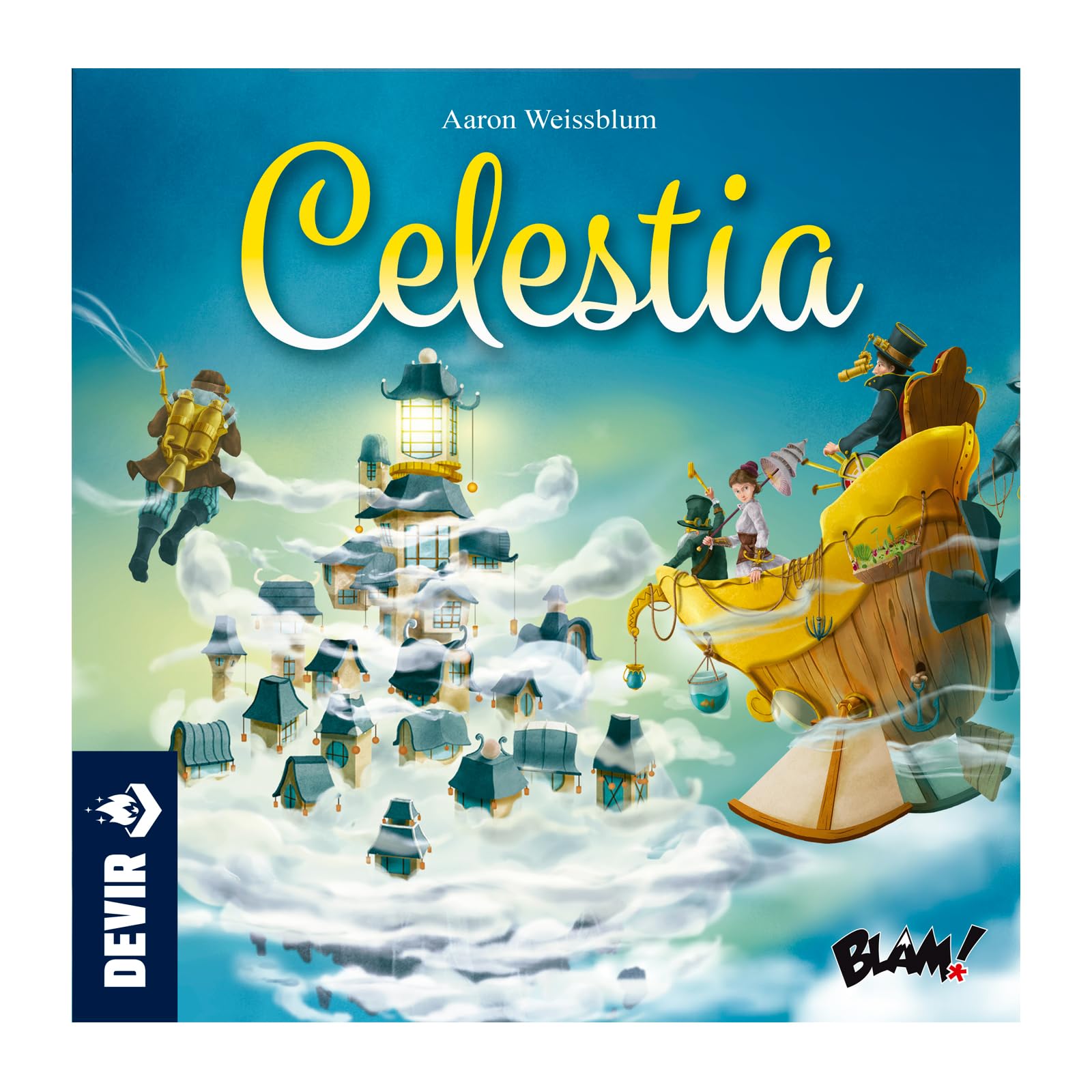 Devir – Celestia, Juego de Mesa de Aventuras Fantásticas y Exploración Aérea | Forzar la Suerte, Gestión de Cartas y Dados | Familiar y Casual | Versión española (BGCELEPS)