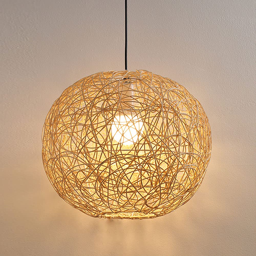 Lámpara Colgante De Techo para Pasillo Pantalla Lámpara Cesta De Mimbre Araña De Nido De Pájaro Natural De Techo Estilo Asiático Lámpara Colgante De Mimbre De Bambú para Iluminación Interior