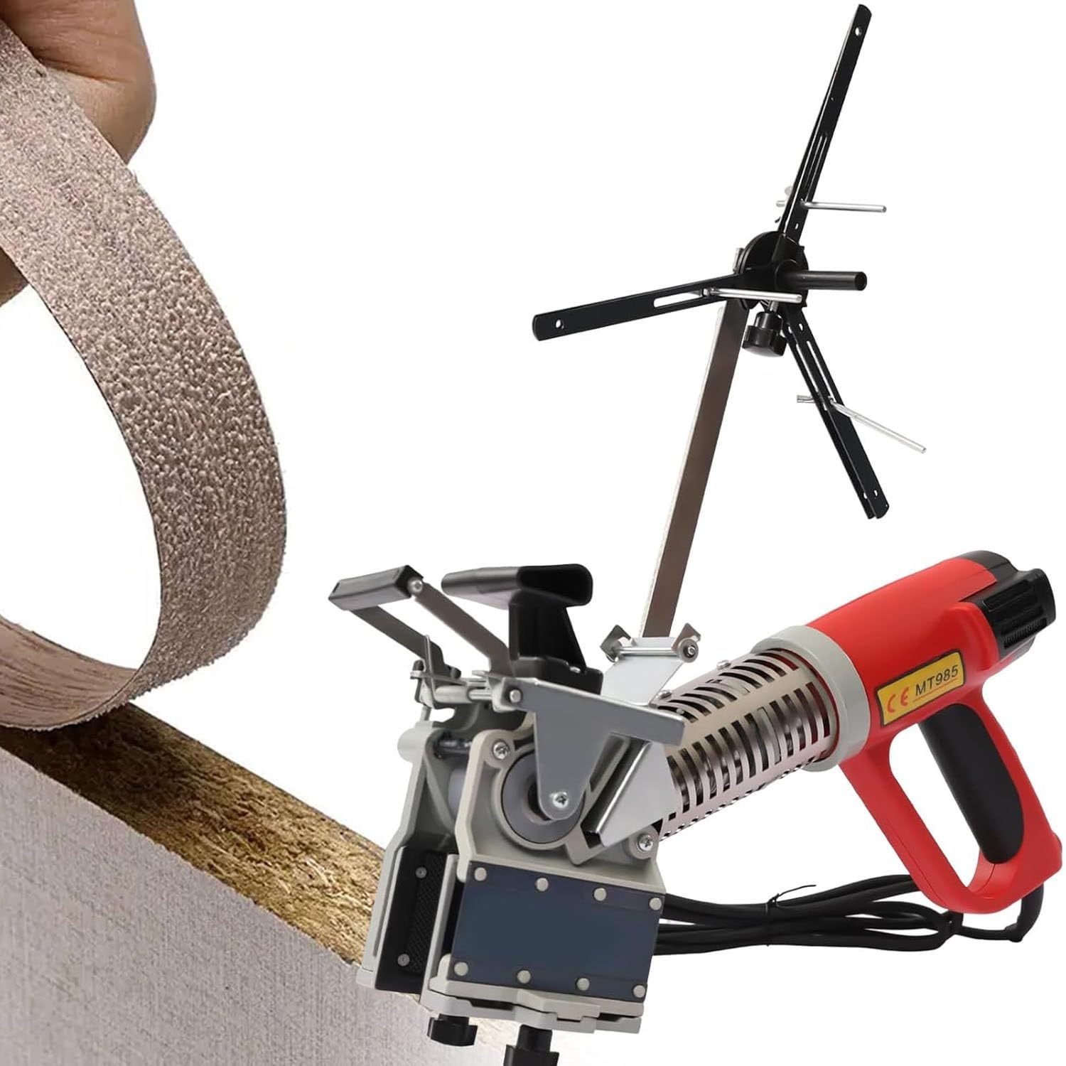 BOOZXCV Portable Edge Banding Machine with Double-Sided Gluing, Manual Curve & Straight Edge Bander for Woodworking, Adjustable Speed for Home Improvement & Professional Use