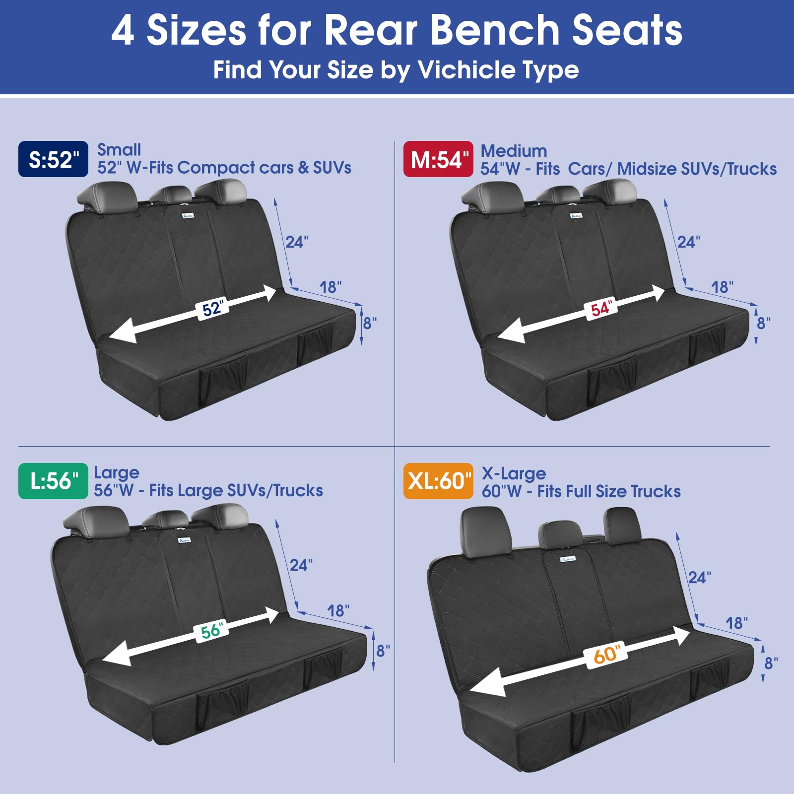 ALLANSING Upgraded 900D Heavy Duty Dog Back Bench Seat Cover, Car Seat Protector, 3 Seatbelts & Armrest Compatible, Waterproof Nonslip Pet Backseat Cover for Dogs & Kids, Fits Most Cars, SUVs, Trucks - image 6