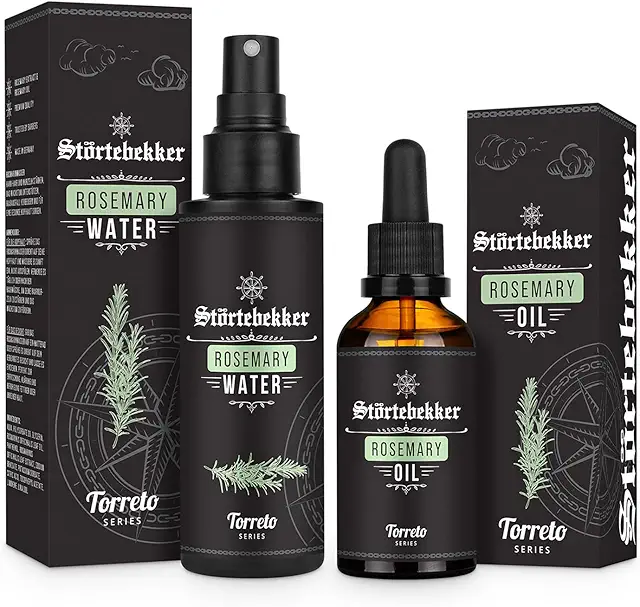 Störtebekker Premium Rosmarin Set – Rosmarinöl & Rosmarinwasser für Haare, Kopfhaut & Gesicht – Vegan, ohne Silikone (175 ml)