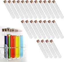 ZoeTekway 24 Pieces Test Tubes with Cork, Clear Hard Plastic Test Tubes Containers for Party Favors, Weddings, Sweets, Bath Salts, Spices, Flowers
