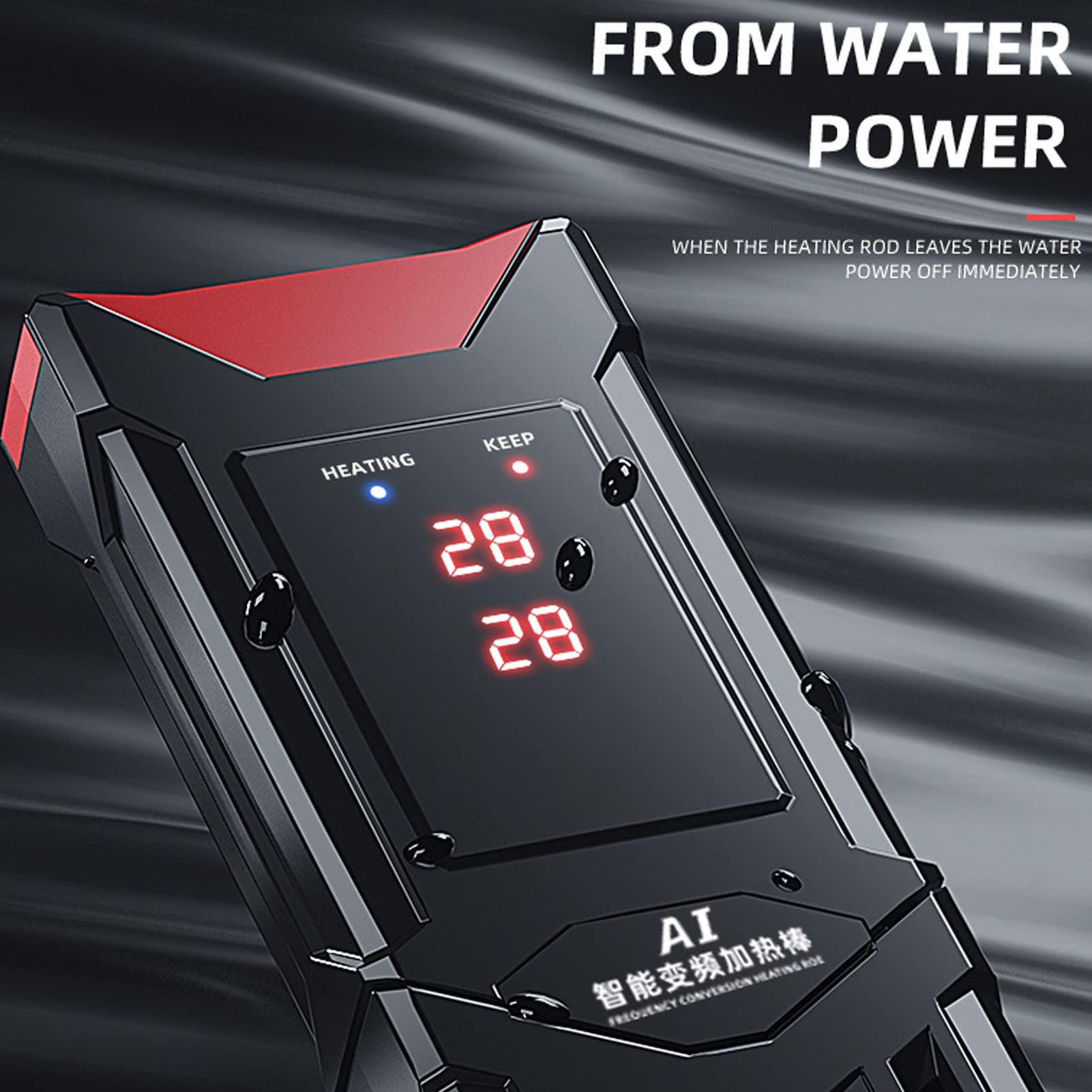 Airshi Aquarium-Heizstab, LED-Anzeige, Automatische Konstanttemperatur, Aquarium-Heizung, Abnehmbarer EU-Stecker, 220 V, für Süßwasser (13)