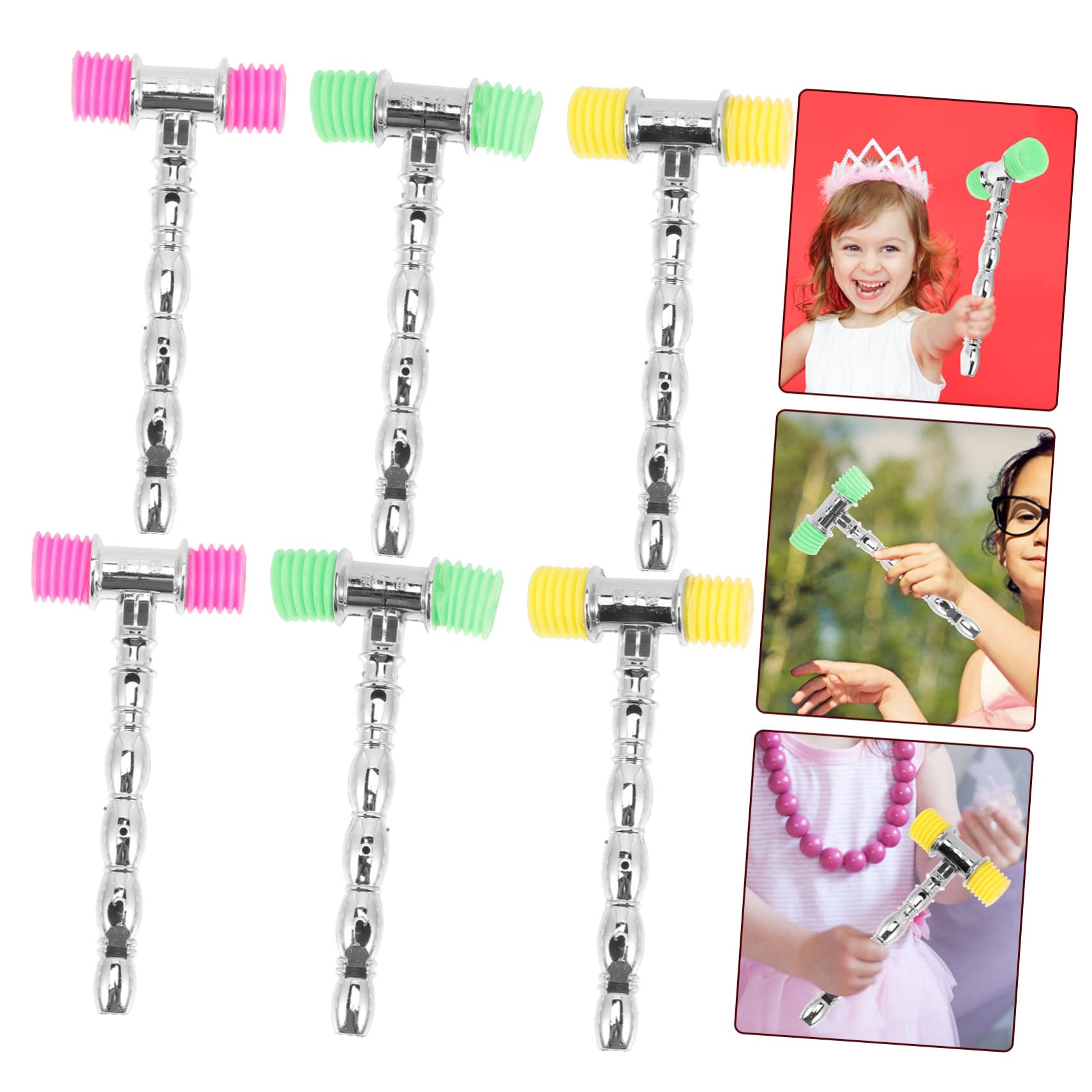 Toddmomy 6pcs Reusable Hammer for Educational Party Cheering Props Sound Beating for Birthdays Christmas and Holidays Random Color
