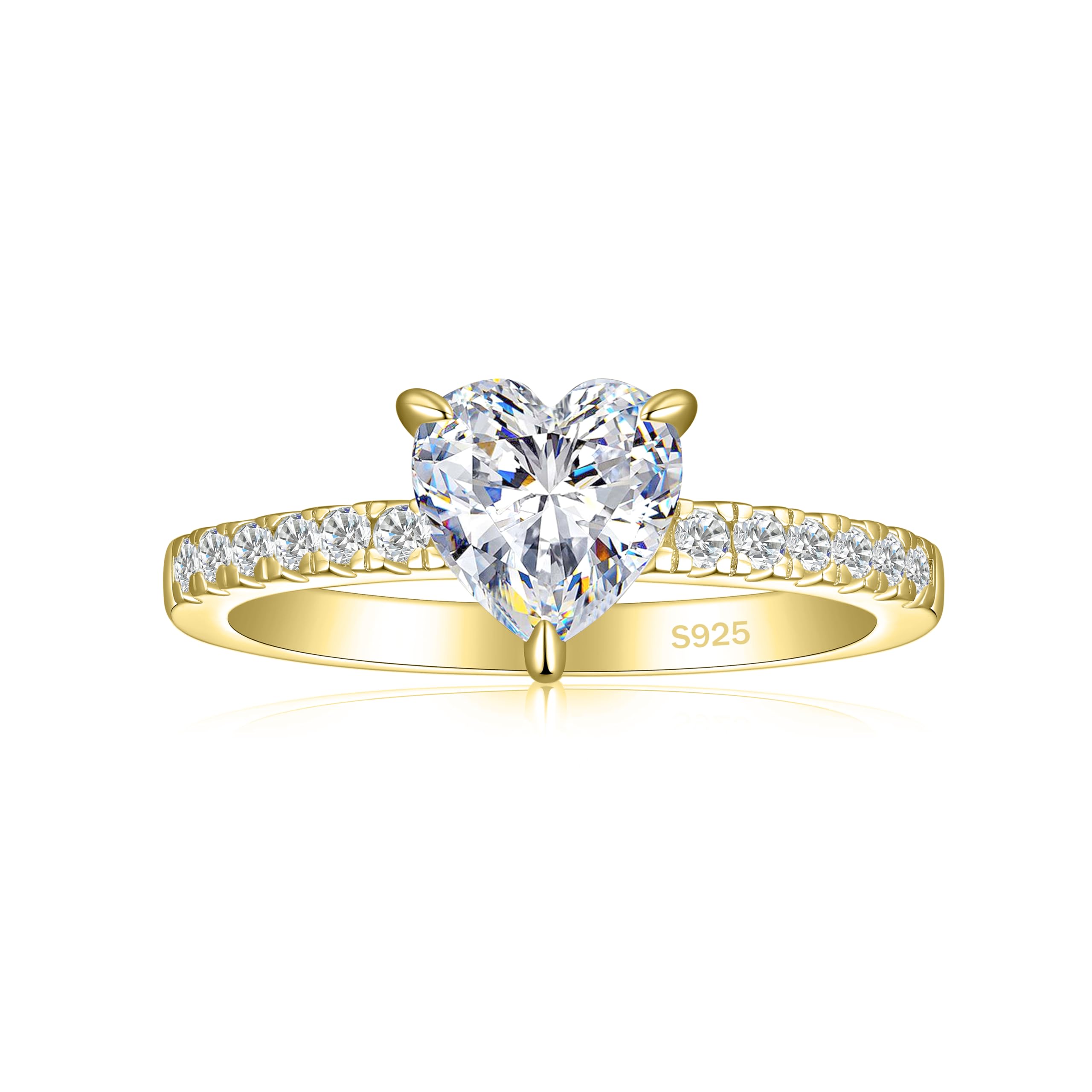 JALOKIVI 925 Sterling Silver Engagement Rings for Women Heart Cut Cubic Zirconia Wedding Promise Rings for Her Size 4-12.5