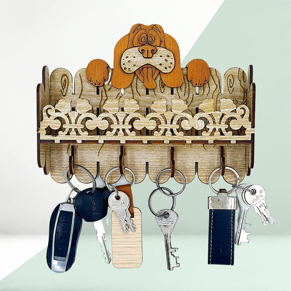 WOOD HOUSE Key Holder for Home Decor Stylish, Key Holder for Home Wall Stylish, Home Decor Key Holder Mobile Holder for Home, Unique Stylish Key Holder