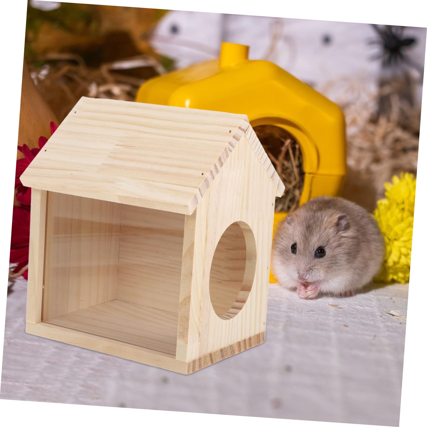 Holzhamsterhaus mit Transparentem Aufbau, Abnehmbar für Hamster