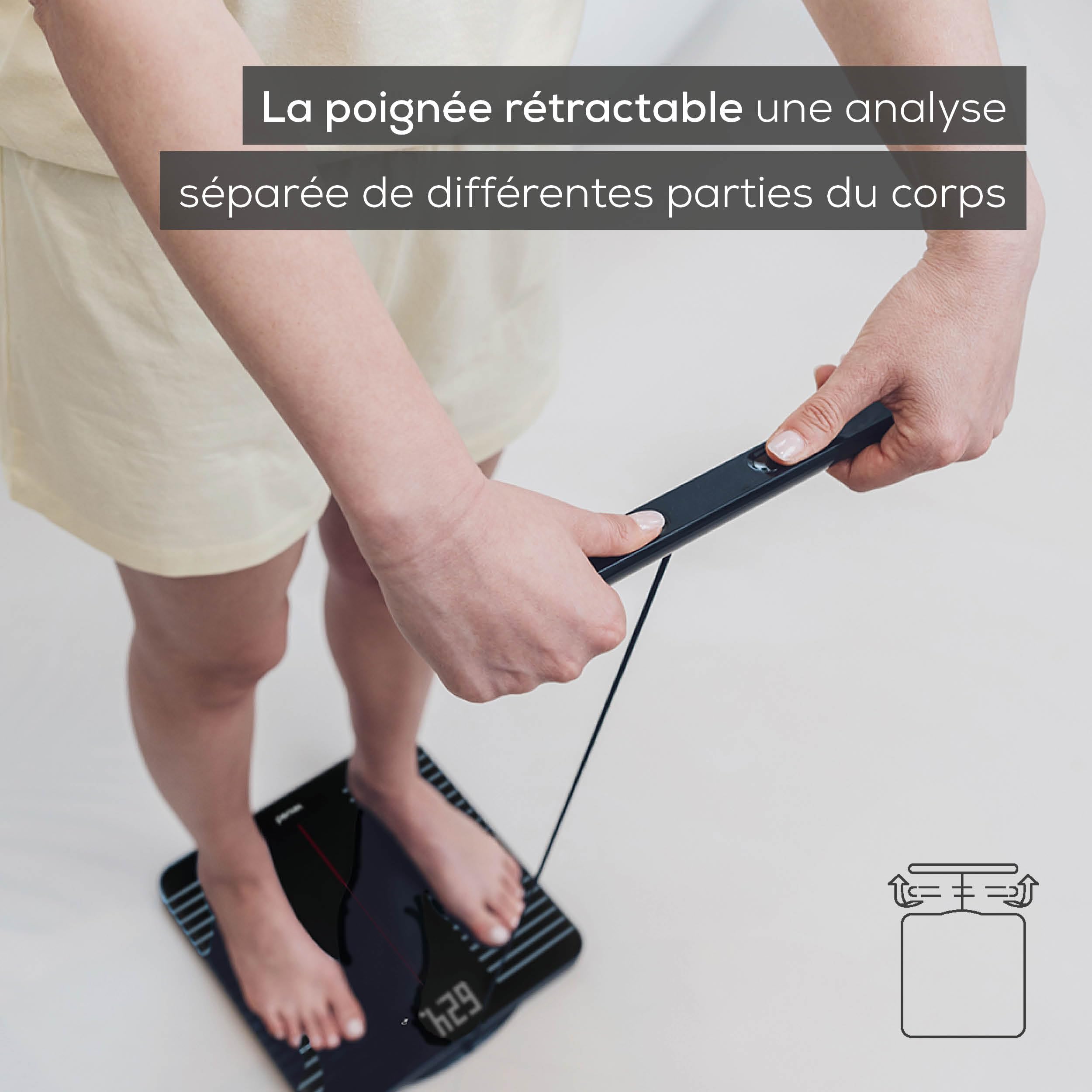 Beurer BF 990 Pèse-personne numérique avec capteurs manuels, connexion à une application via WIFI/Bluetooth, 25 valeurs mesurées, mesure croisée avec 8 électrodes, transfert vers Apple Health & co