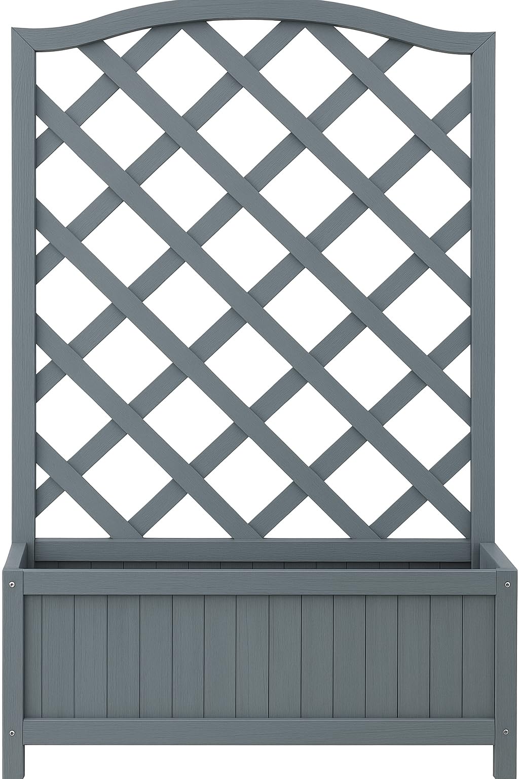 PaMeer Large Rectangular Planter Box with Trellis – Raised Wooden Planter for Garden Outdoor PClimbing Plants Flower Raised Bed Wooden Planters for Flowers Herbs & Vegetables Grey