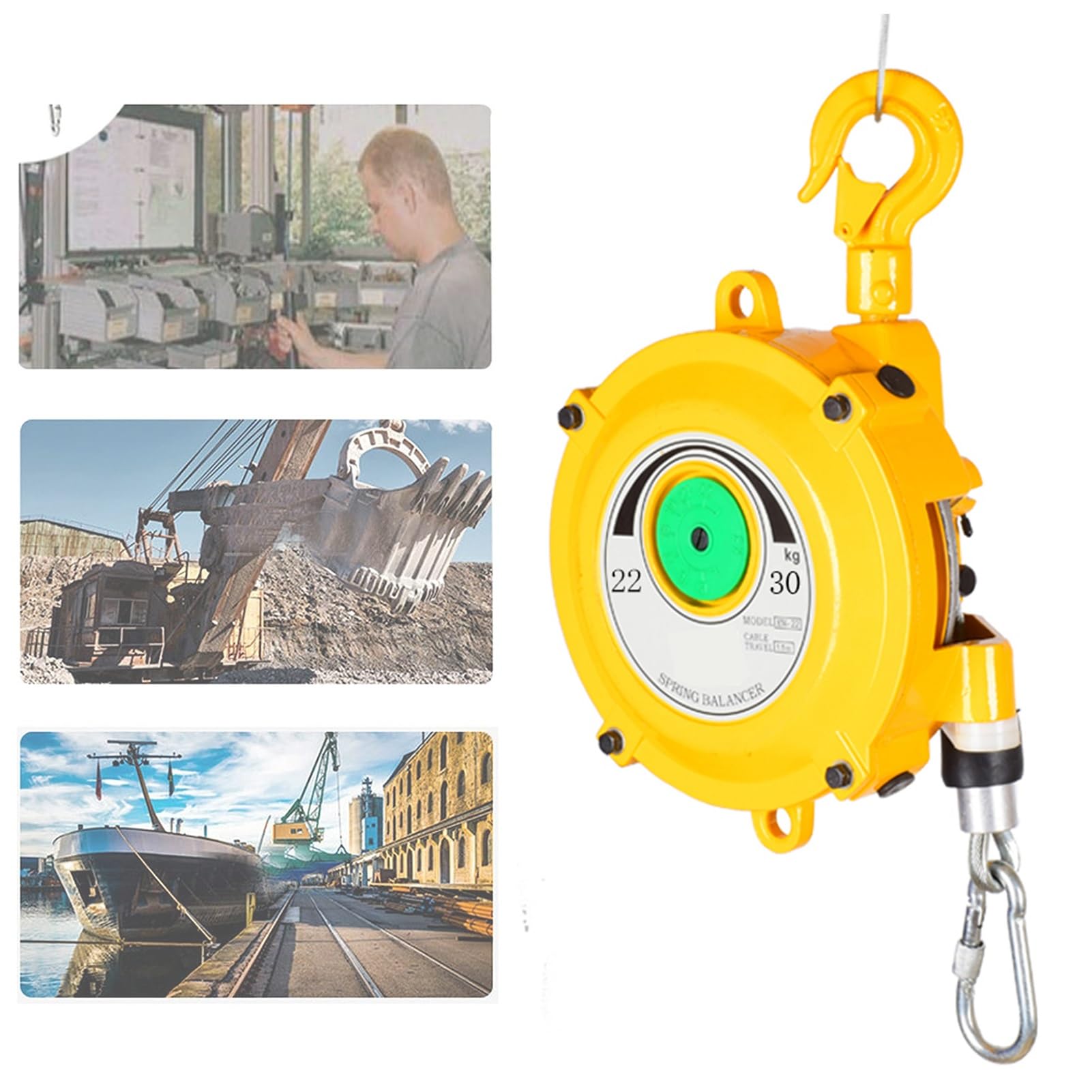1pc Adjustable Retractable Spring Balancer with Hook and Wire Rope for Workshop, Assembly Line, and Automotive Equipment(22-30kg)