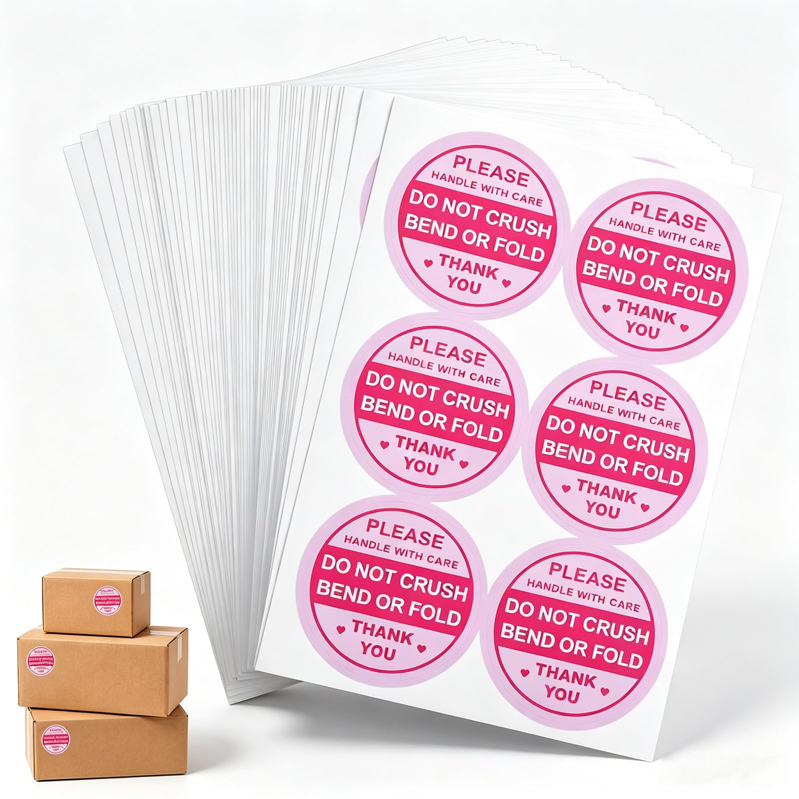 Shimmeroo 300Pcs Fragile Stickers, 2 Inch Circle Handle with Care Stickers