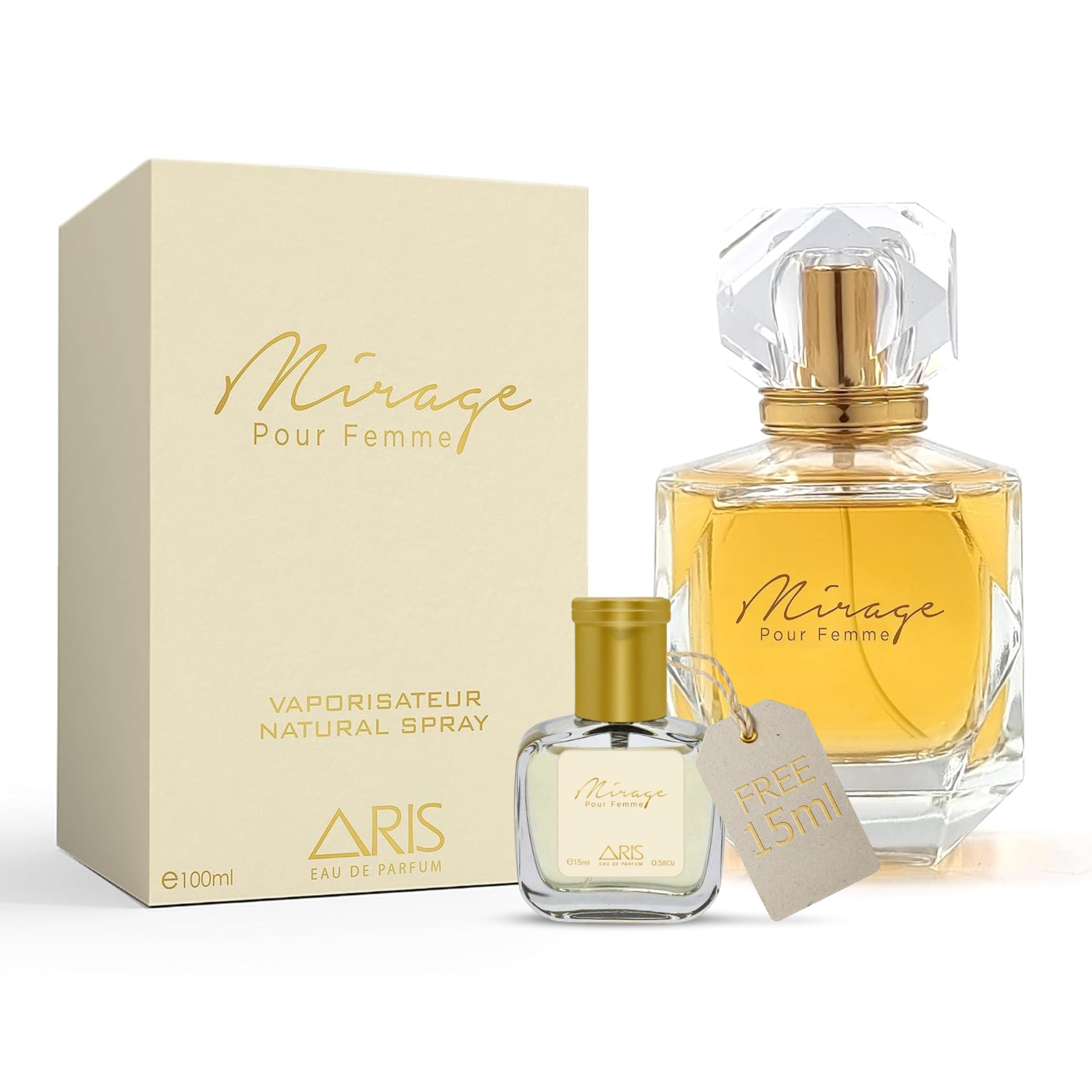 Mirage EDP by ARIS Eau de Parfum for Women – Long-Lasting Arabian-Inspired Luxurious Scent – 100ml Perfume Spray – Women’s Fragrance Comes with Extra 15ml Sample (Random Scent Included)