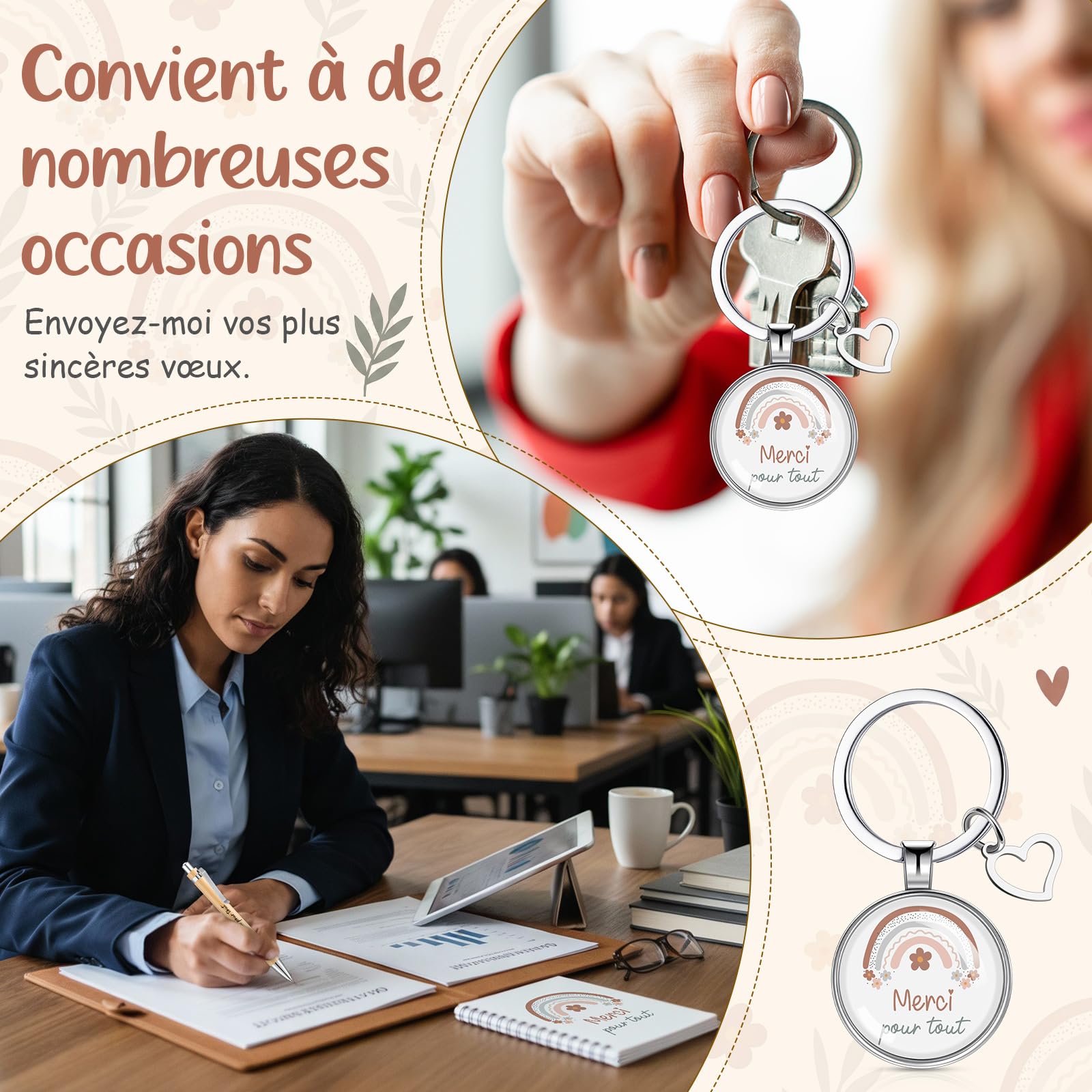 Merci Maîtresse Diplômé Cadeau Sac Fourre-Tout Carnet Stylo Porte-Clés Fin d'Études Adieu Enseignant