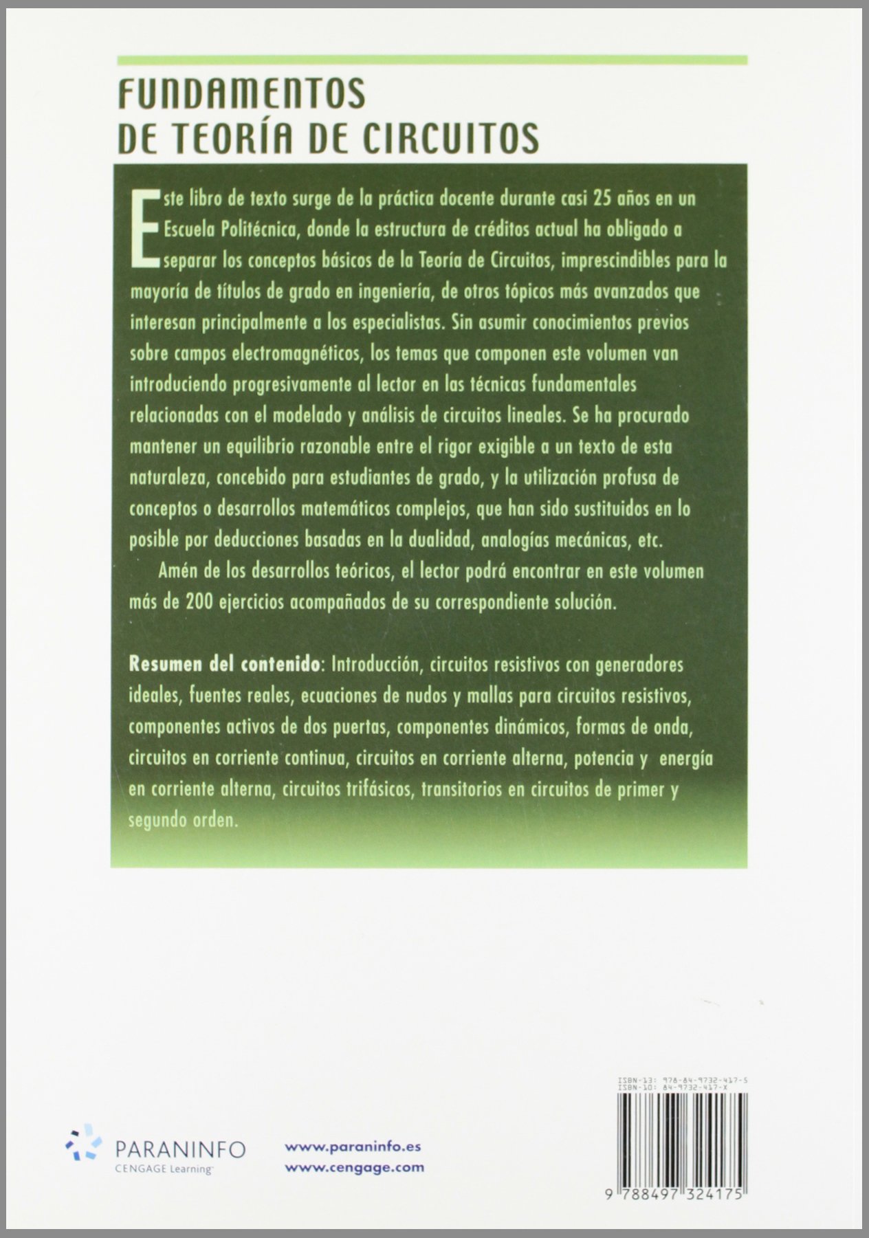 Fundamentos de teoría de circuitos (Electricidad y Electrónica)