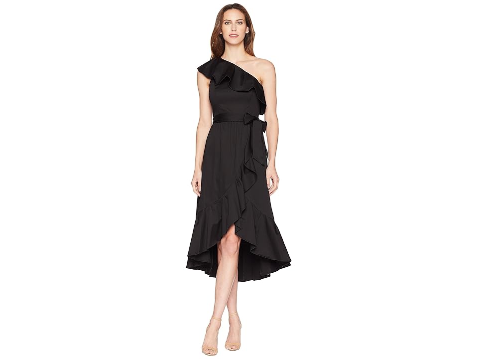 

Adrianna Papell One Shoulder Wrap Dress (Black) Women's Dress
