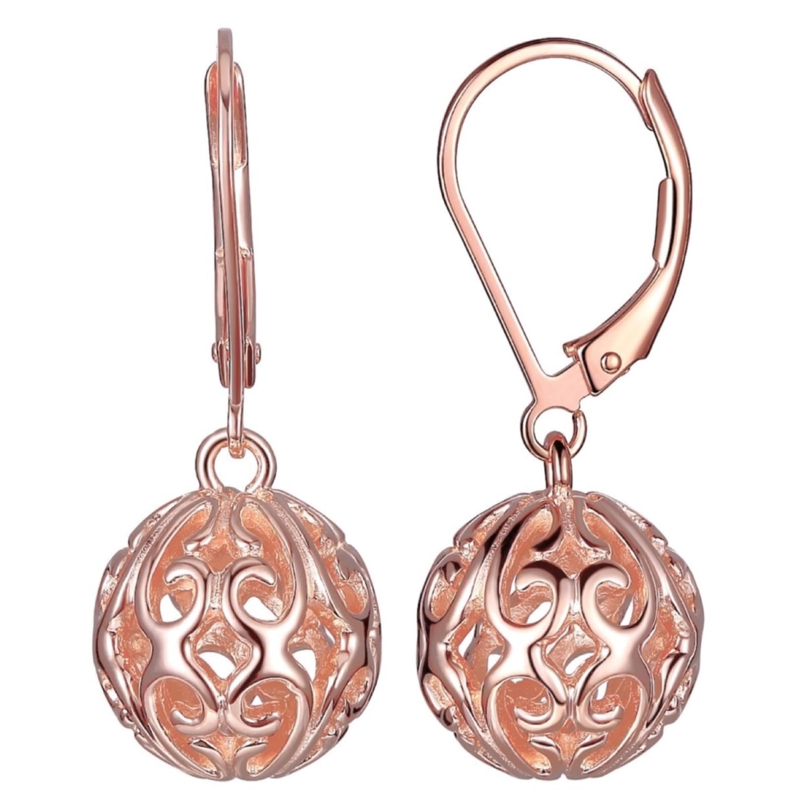 Amazon Essentials Sterling Silver Filigree Ball Leverback Dangle Earrings