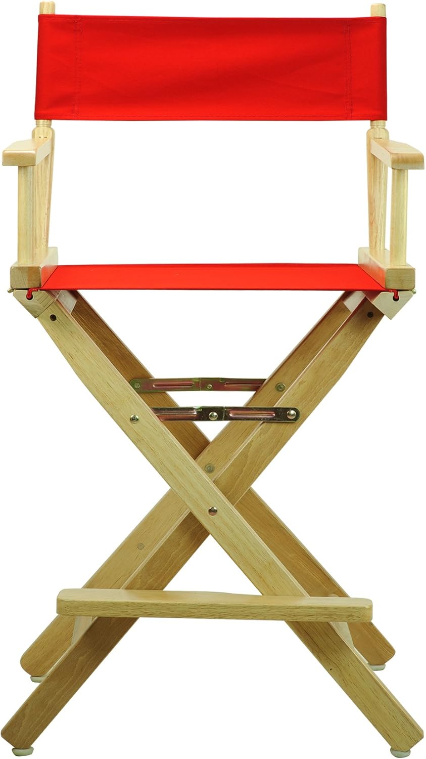 Casual Home 24" Director's Chair Natural Frame with Red Canvas, Counter Height