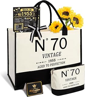70th Birthday Gifts for Women Canvas Tote Bag Travel Gear, Unique 70 Years Old Gifts for Wife Sister Mom Aunt Friends Her,...