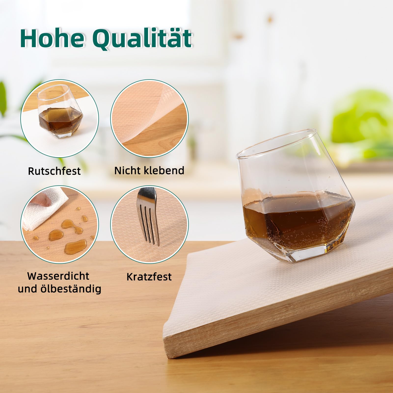 HAUSPROFI Schubladenmatte für Regale Schränke Schubladen Kühlschranke Hause Büro, 50x600cm Zuschneidbar, Transparent Weiß