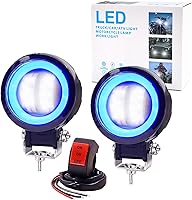 Vista 10 de Luces antiniebla de motocicleta Ourbest con interruptor, luces auxiliares de motocicleta de 3 pulgadas, luces led redondas halo, par de luces Blanco