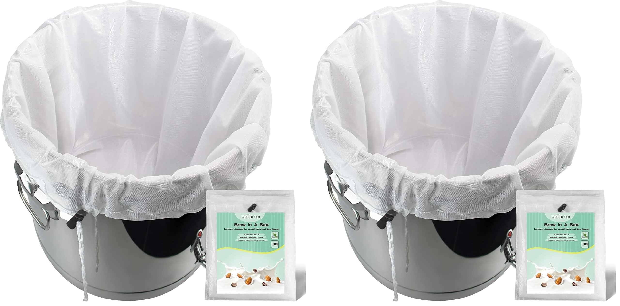 Brew Bag Reusable 4 Pack 22"×26" 250 Micron Fine Mesh Bag for Beer