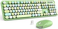 Vista 1 de MOFII Wireless Keyboard and Mouse Combo, Retro Green 2.4GHz Full Size Colorful Keyboards with Round Keycaps, Cute Wireless Mouse for Laptop, PC
